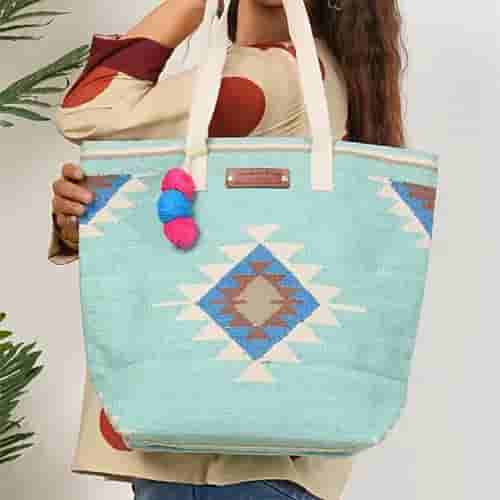 Colorful handmade jute bags from Jaipur
